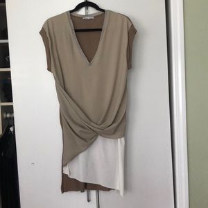 V Neck Zara Dress w Shirring drop waist